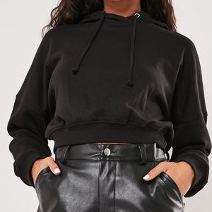 Missguided black cropped hoodie